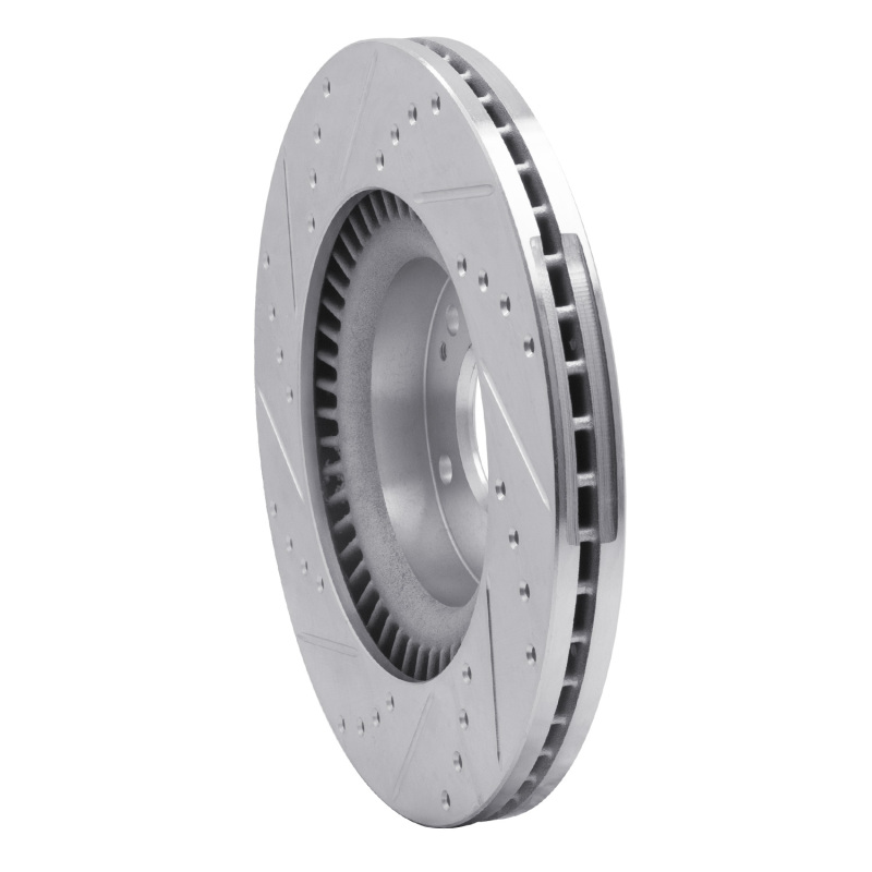 Hyundai Genesis Coupe Brake Rotor (1) - Front Right - R1 Concepts - Drilled & Slotted - Silver - `10-`16